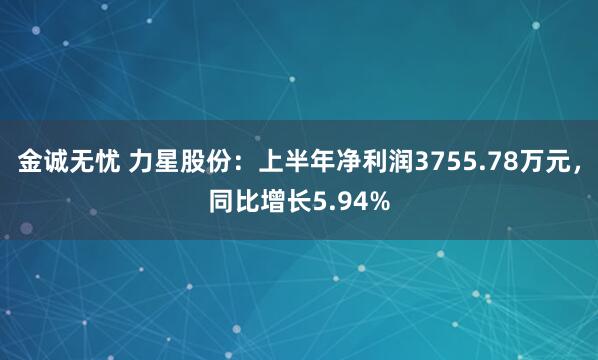 金诚无忧 力星股份：上半年净利润3755.78万元，同比增长5.94%