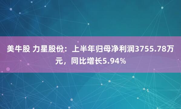 美牛股 力星股份：上半年归母净利润3755.78万元，同比增长5.94%