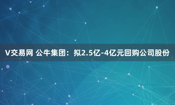 V交易网 公牛集团：拟2.5亿-4亿元回购公司股份