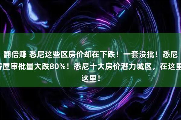 翻倍赚 悉尼这些区房价却在下跌！一套没批！悉尼房屋审批量大跌80%！悉尼十大房价潜力城区，在这里！