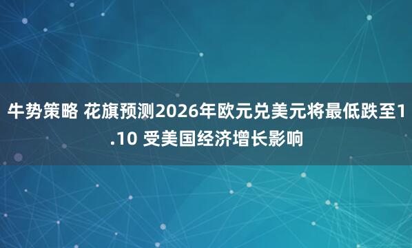 牛势策略 花旗预测2026年欧元兑美元将最低跌至1.10 受美国经济增长影响